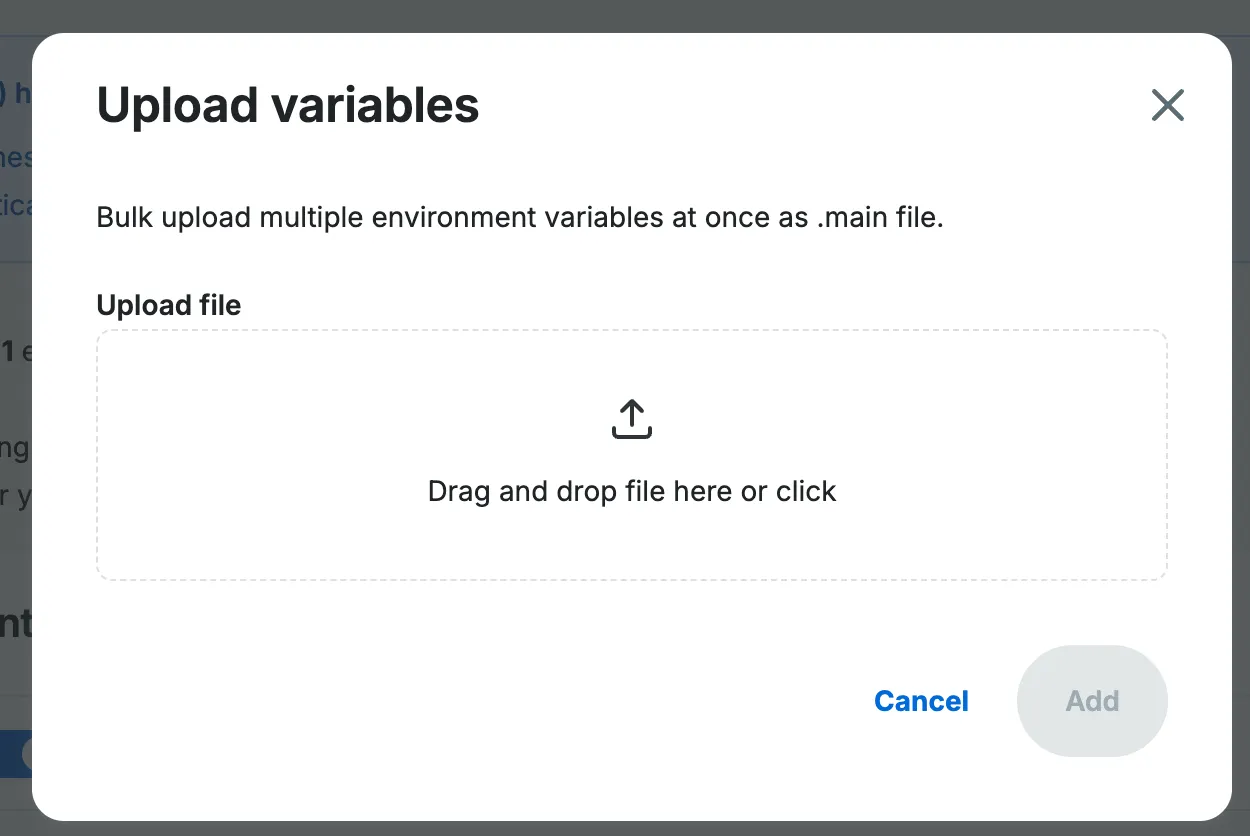 Upload variables modal
